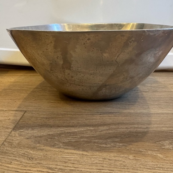 Pottery barn pewter Silver colored Metal Bowl. 11 by 6. Versatile for decor - Picture 1 of 5